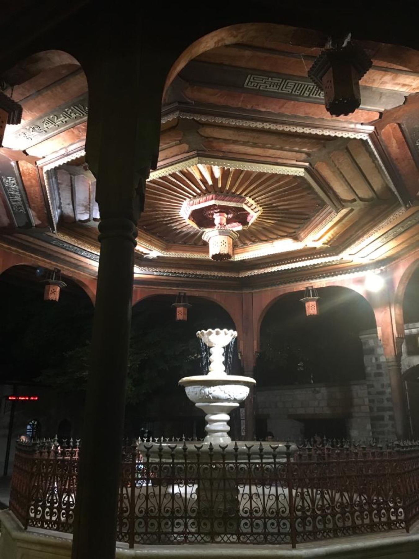 Ablution fountain of the Gazi Husrev-beg Mosque in Sarajevo at night