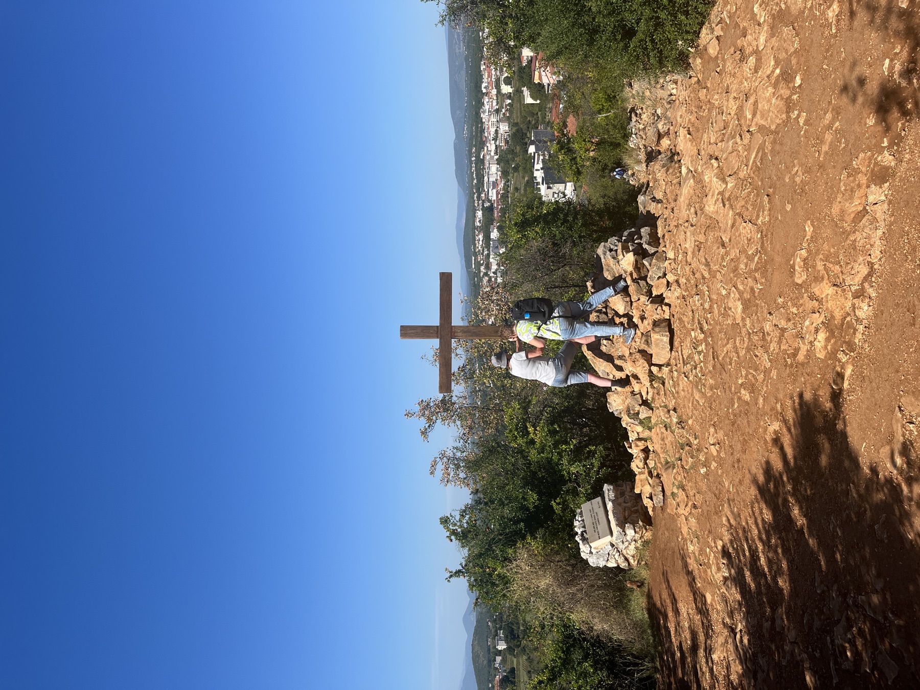 Cross on Apparition Hill with a view over Medjugorje