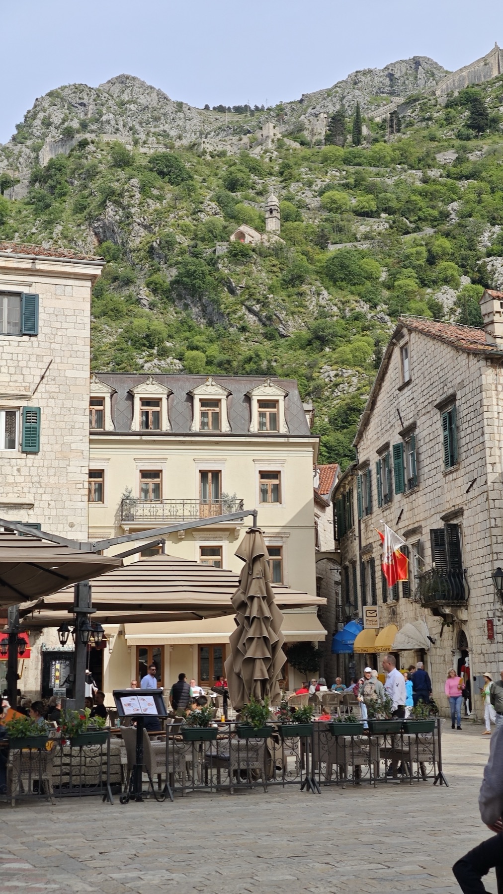 Café square in Kotor old town, Montenegro