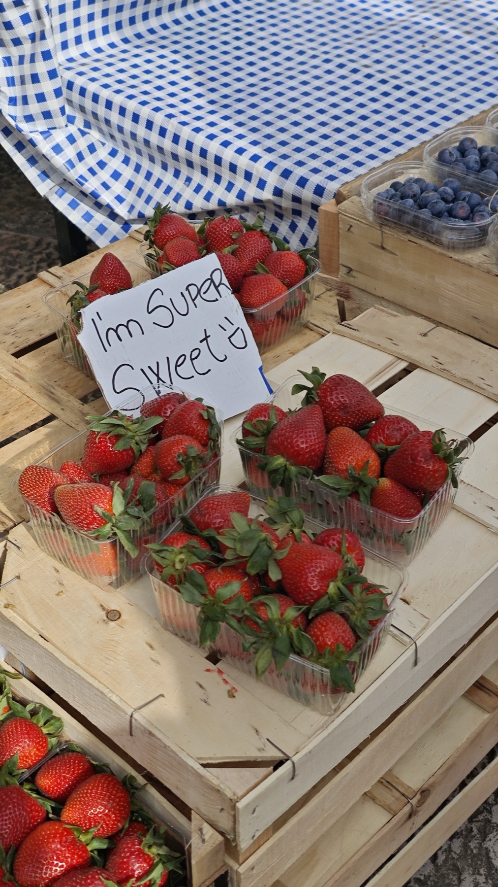 Fresh strawberries at a market stall in Kotor, Montenegro