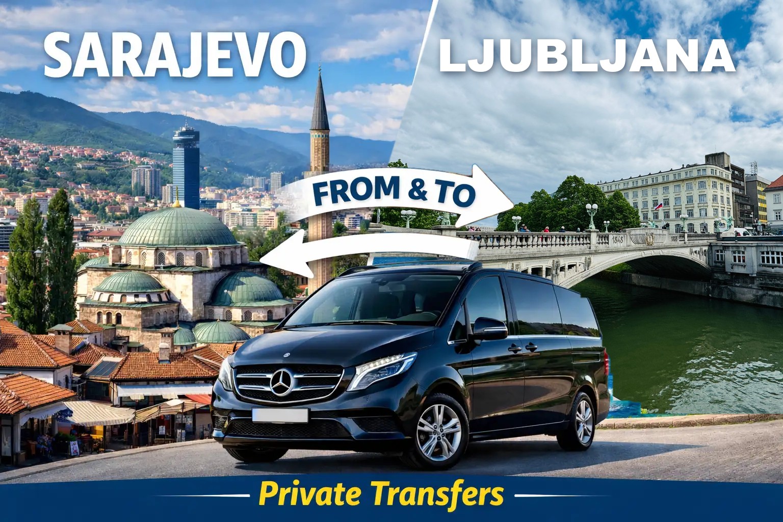 Private transfer between Sarajevo and Ljubljana by car or van, Dragon Bridge in Ljubljana