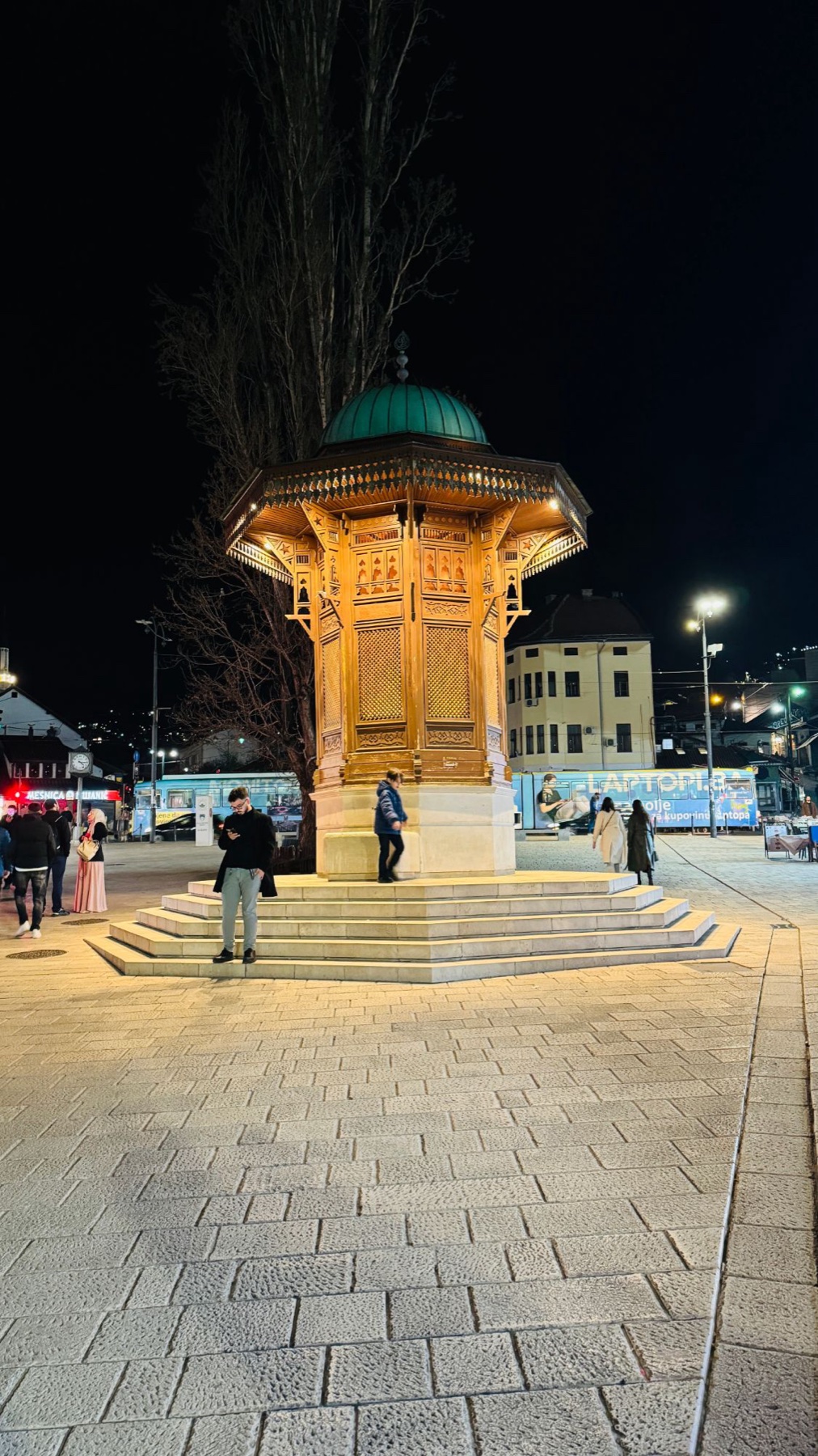 Sebilj fountain in Baščaršija, Sarajevo, on a Ramadan evening